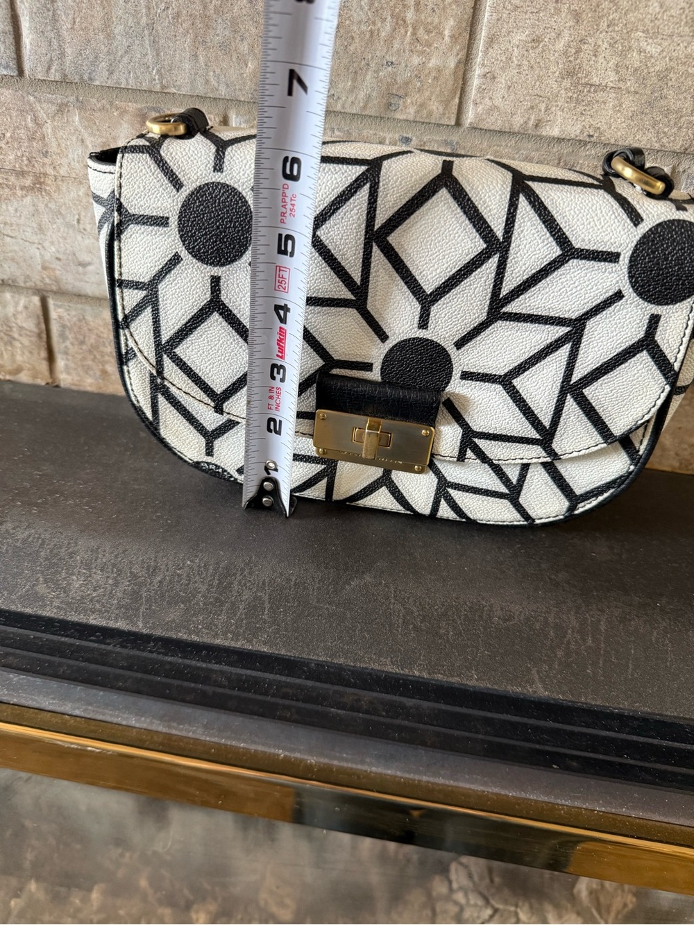 Brahmin Black & White Geometric Crossbody Bag with Gold Hardware - Picture 3 of 8